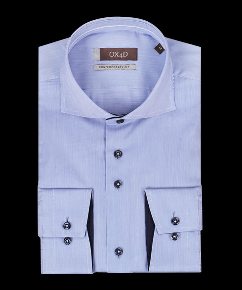 Fijn blauw pinstipe overhemd